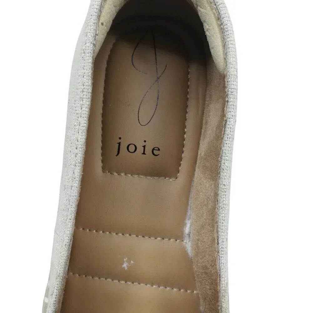 Joie Cara Metallic Gold Beige Espadrille Shoes Size 7.5 Platform Woven Slip-On